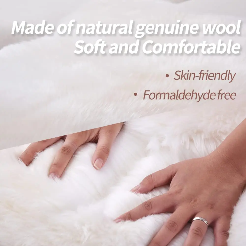 Genuine Australian Sheepskin Rug 2 Ft x 3 Ft Gray Fluffy Real Lambskin Throw - Handmade Wool Area Rug for Sofa Bedroom Kids Room