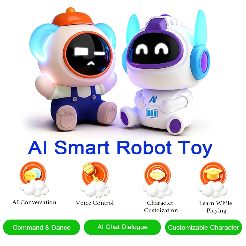 AI Smart Robot Toy with DeepSeek Doubao Intelligent Voice Control Interactive Talking Companion Early Educational Gift for Kids