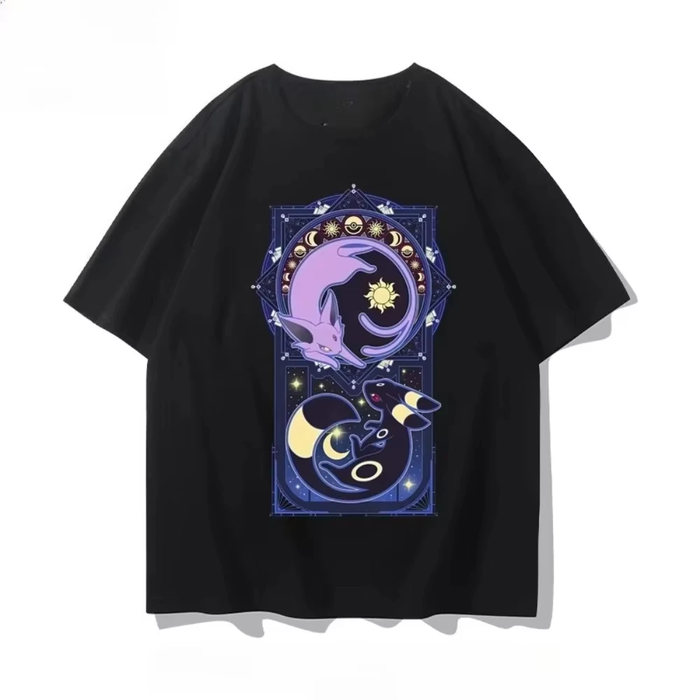 

Новая мужская футболка с ручной росписью в японском стиле Pokémon Umbreon/Espeon для мужчин и женщин, летняя свободная повседневная футболка с короткими рукавами в стиле Харадзюку