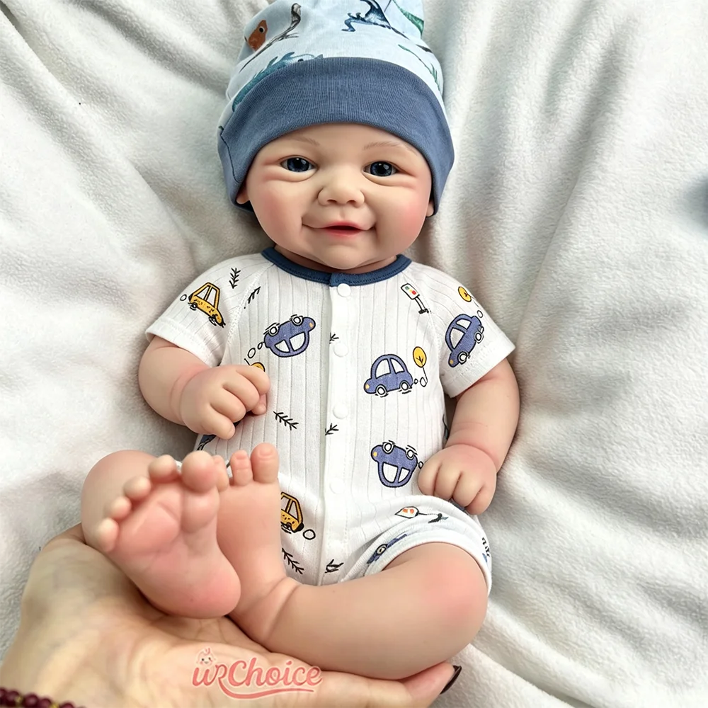 17Inch Cute Silicone Reborn Doll Weighted Smile Rebirth Doll Painted/Unpainted Soft Reborn Doll Newborn For Thanksgiving Gift