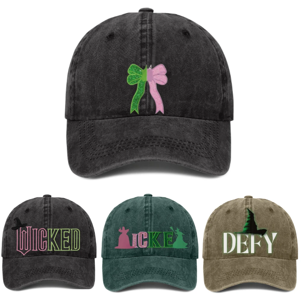 Film Hexen Elphaba Glinda Rosa Grün Wicked Logo Verstellbare Puff bestickte Baseballmütze Verstellbare Sonnenhüte Geschenke für Erwachsene