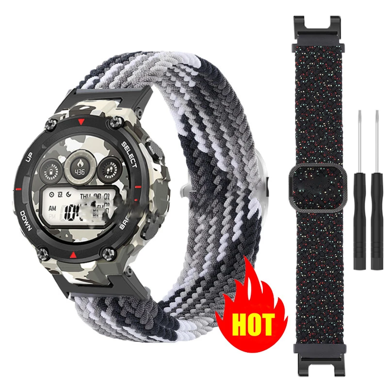 Pulseira ajustável para Amazfit T-Rex Pro, Correia de Nylon Macia, Relógio Inteligente Respirável, Acessórios de Pulseira Elástica, Novo, 2023