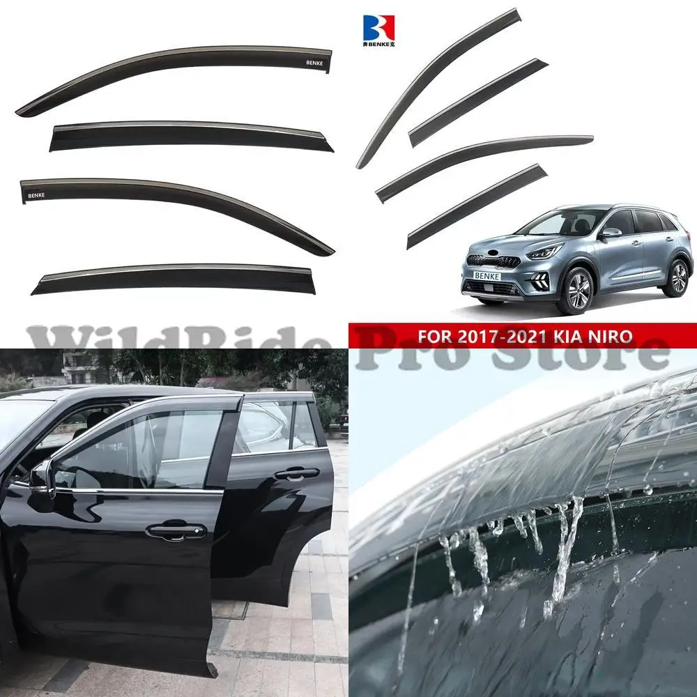 

1 set For WINDOW VISOR Car Door Rain Guard Side Windows Sun Visors Wind Deflector for 2017-2021 KIA NIRO Auto Exterior Parts Chr