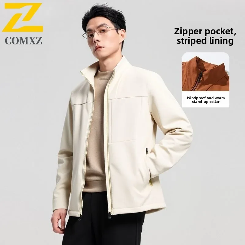 

COMXZ 2025 весенняя популярная мужская легкая ветровка из софтшелла с капюшоном, водонепроницаемая уличная спортивная одежда, ветрозащитная непромокаемая куртка