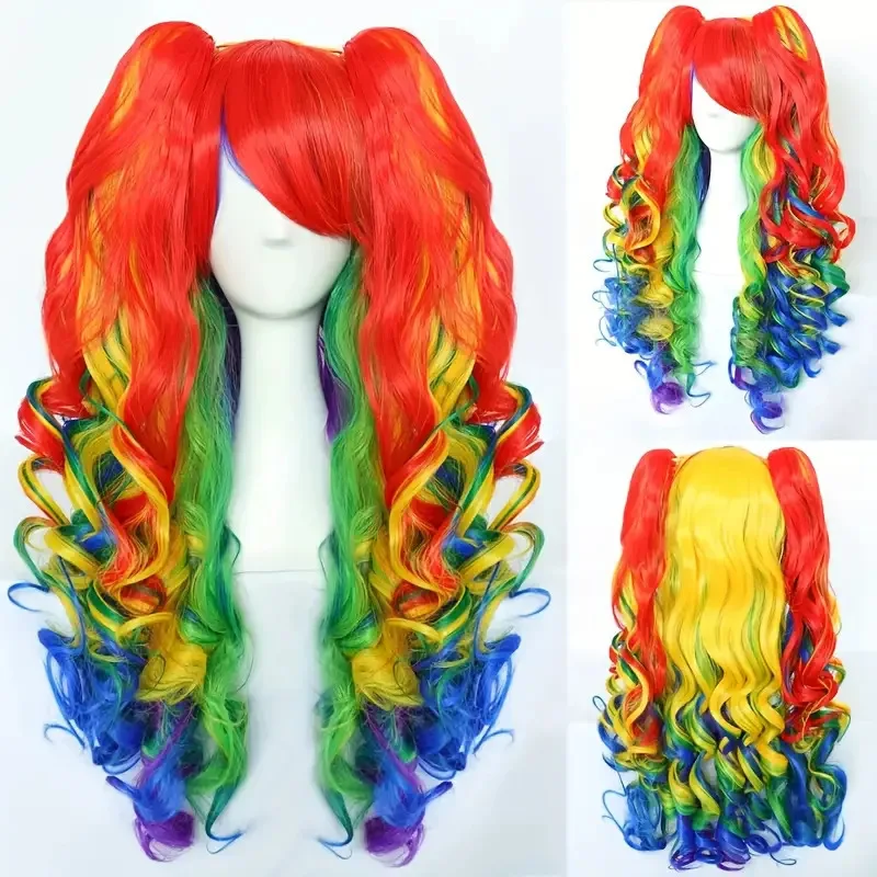 , European and American anime cosplay, tiger claw clip-on double ponytail set, Halloween wig