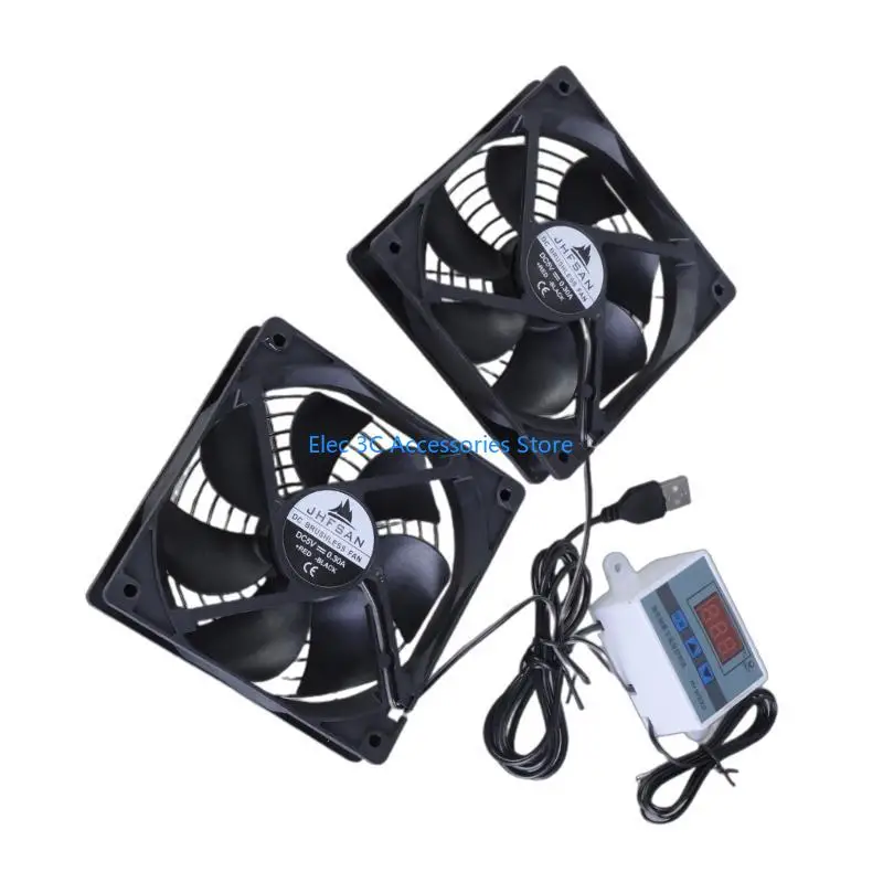 Y51A 120mm USB Quiet Cabinets Cooling Fan System with 0-60℃ Adjustable Thermostat Control, for Home Theater AV Cabinets