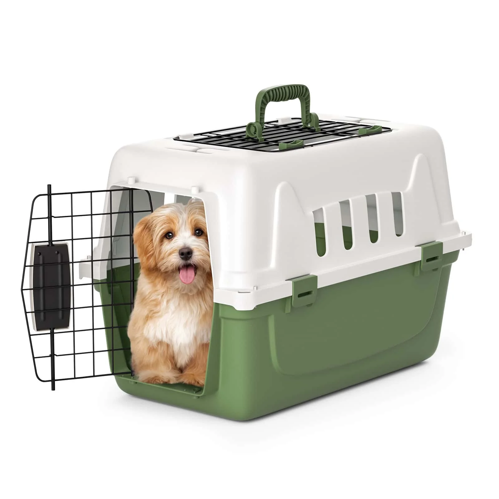 

18-Inch 2-Door Top Loading Cat Carrier, Plastic Dog Crate Hard-Sided Dog Travel Carrier For Small Dogs And Cats, Ventilation And Security Lock Design For Pets Up To 10 Lbs