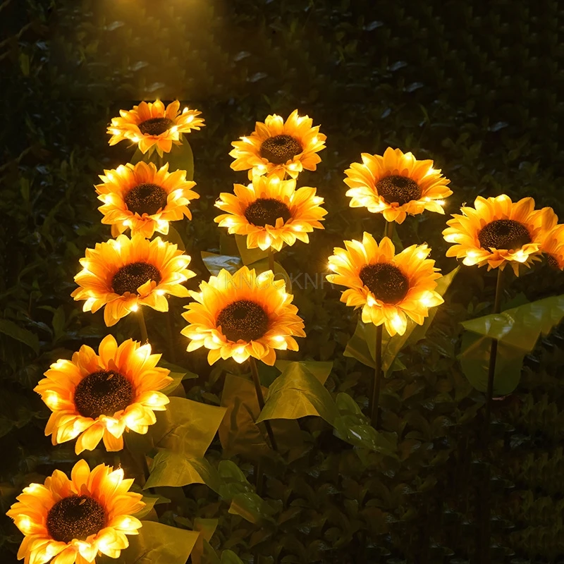 2pc LED simulation sunflower decorative lights outdoor plug-in lights landscape lights in garden scenic spots