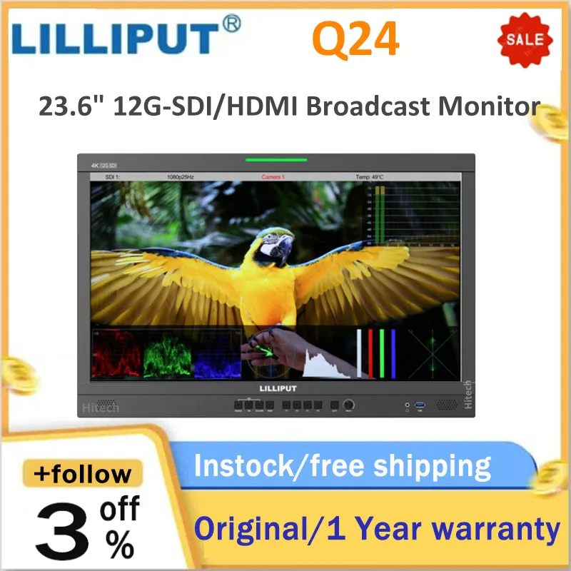 LILLIPUT Q24 23inch Professional Broadcast Production Studio 3D-LUT HDR Gammas Monitor With 12-SFP, HDMI-compatible 2.0 Input