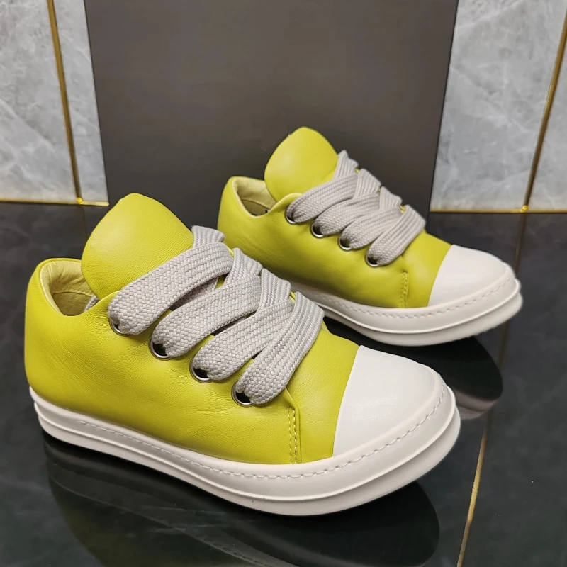 

2025SS High Street Fashion Casual Sneakers Men Women Genuine Leather Wide Shoes