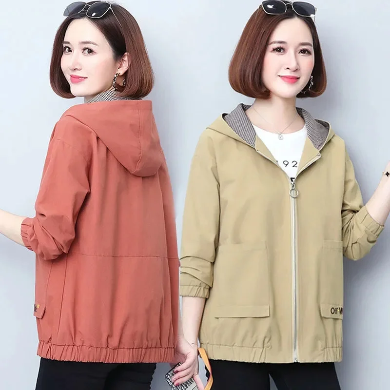 

Double-Layered Lining Trench Coat Female 2022 New Spring Autumn Style Waist Loose Casual Korean Version Hooded Ins Coat Women W0