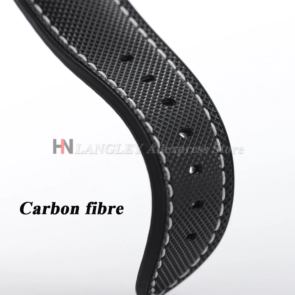 Cinturino per orologio in fibra di carbonio 20mm 22mm 24mm per Seiko per Omega Donna Uomo Cinturino con fondo in silicone morbido impermeabile Bracciale premium