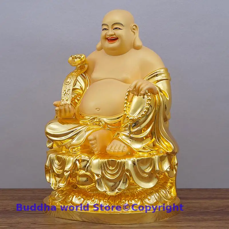 37CM Large high grade gilding copper Maitreya Buddha God of Wealth statue HOME company shrine Recruit money Bring good LUCK