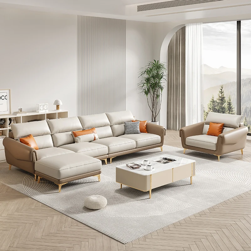 Modułowa kanapa Sofy do salonu Skórzane biuro Projektant Loveseat Lounge Sofy do salonu Sofa w kształcie litery L Wohnzimmer Wystrój pokoju