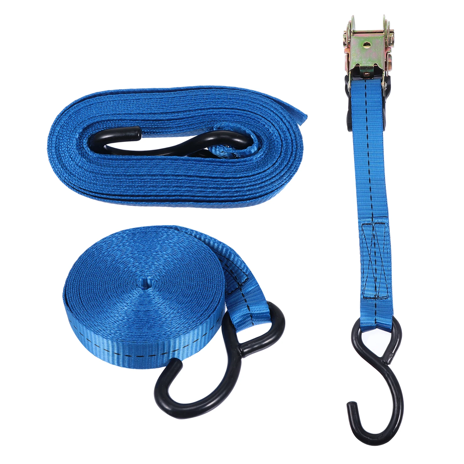 

1 Set Heavy Duty Ratchet Cargo Strap Reinforced Metal Buckle Rust Resistant Durable Webbing Ergonomic Small Hook Car Moving