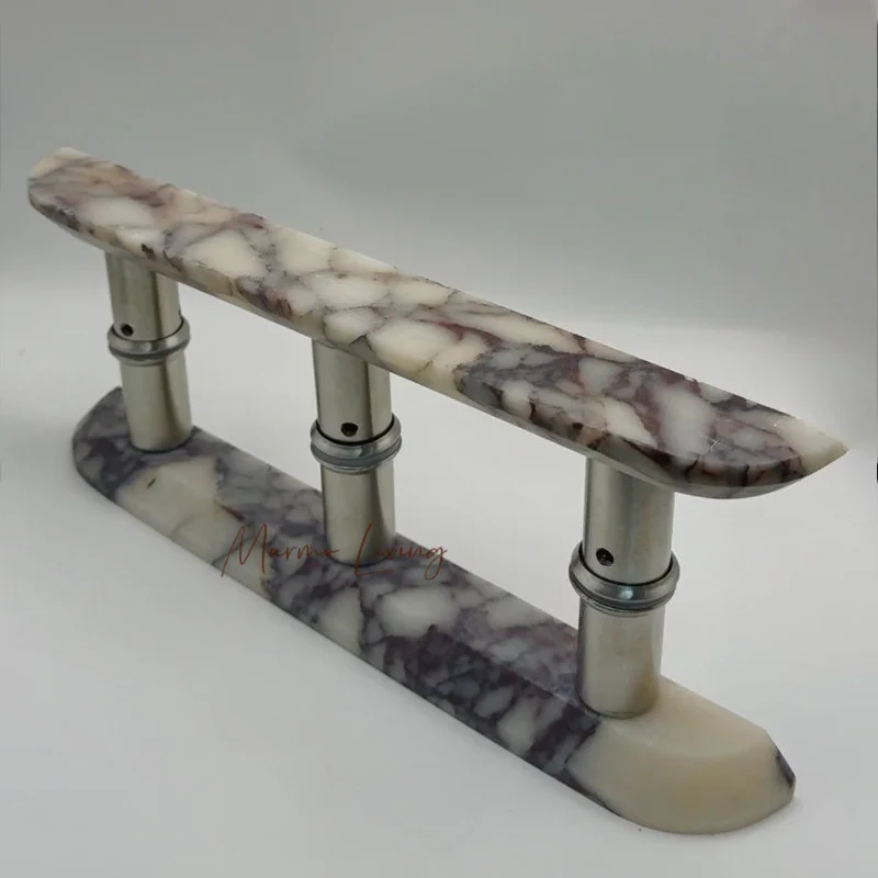100% Real Stone Luxury Calacatta Violet Arc Glass Door Marble Dot Handle Wardrobe Cabinet Door Drawer Knob Pull
