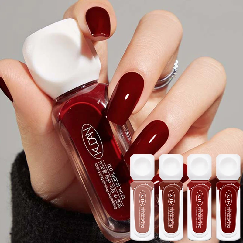 4PCS/Set 10ml Water-Based Red Nail Polish Glitter Color Peel Off Long Lasting Quick Drying No Need of Lamp to Cure Nail Supplies