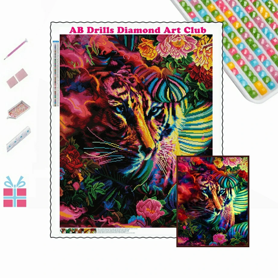 

Life of Tigers 5D DIY AB Drill Diamond Painting Colorful Animals Diamond Embroidery Cross Stitch Rhinestone Mosaic Home Decor