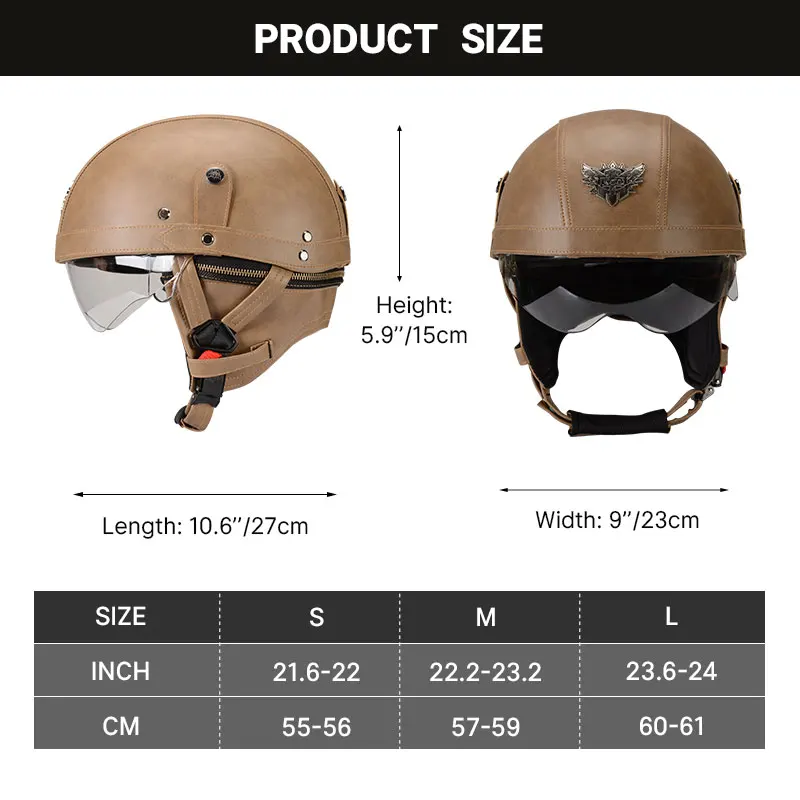 DOT Certification Retro Motorcycle Helmets Scooter Vintage Half Face Biker Motorbike Crash Moto Helmet Casco