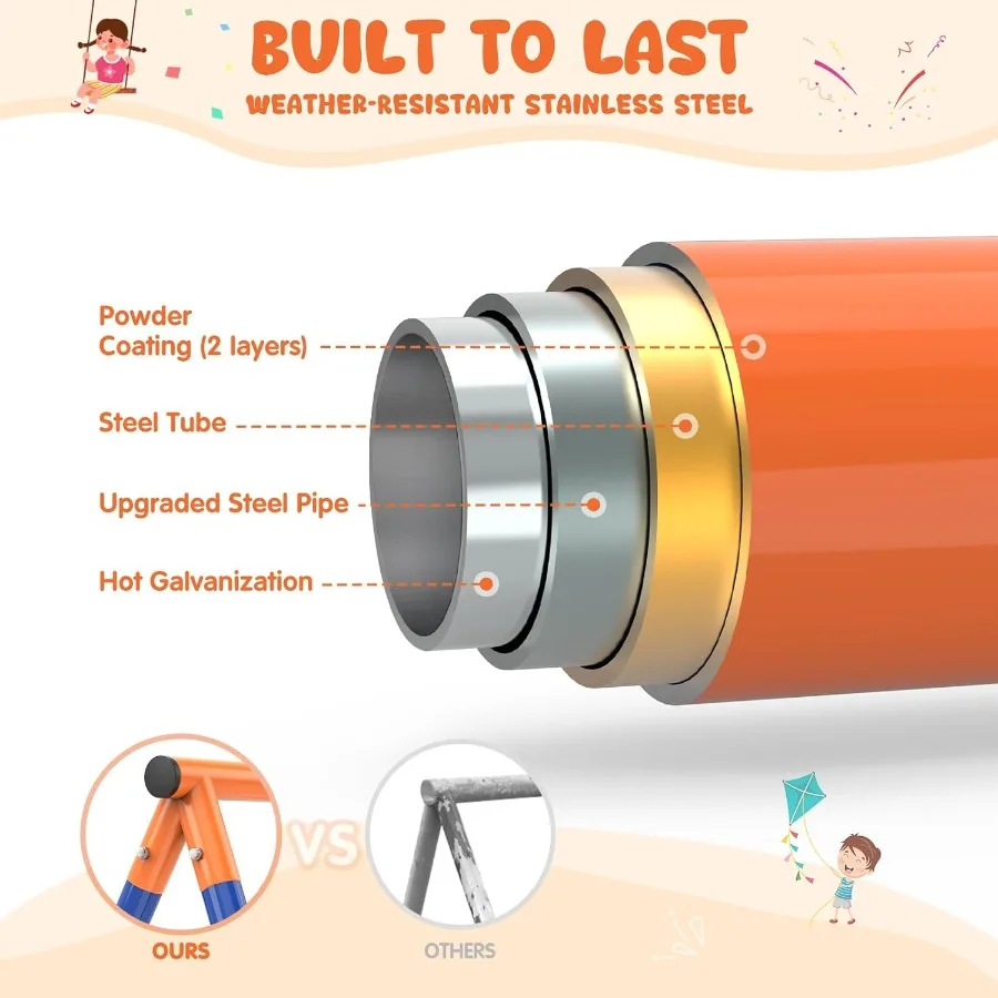 Swing Sets for Backyard Outdoor Toys for Heavy Duty Metal AFrame Swing Set Holds 440 lbs with 32