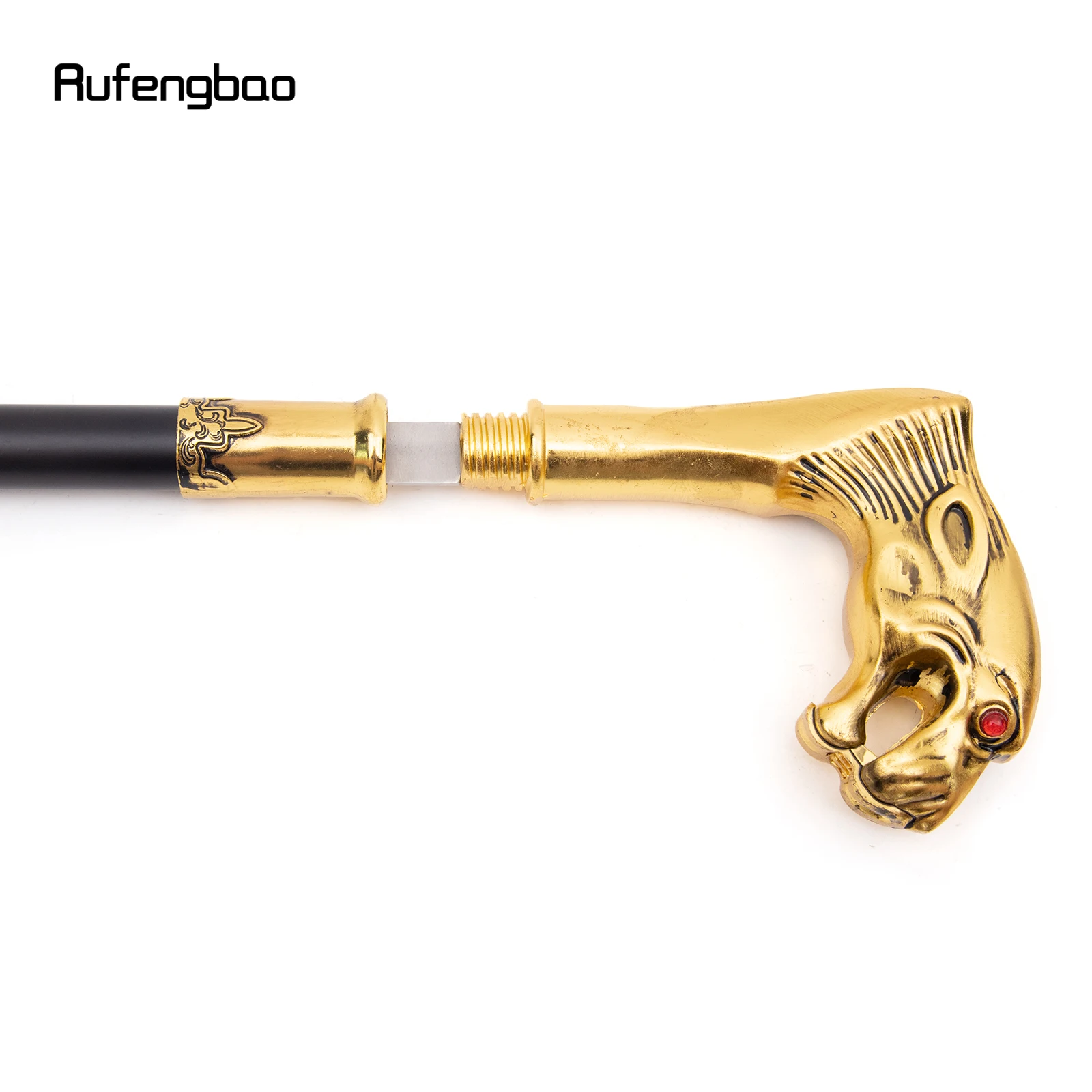 Golden Leopard Red Eye Handle Walking Stick, Prato Escondido, Prato de Cana, Cosplay Crosier, Autodefesa Moda, 92cm