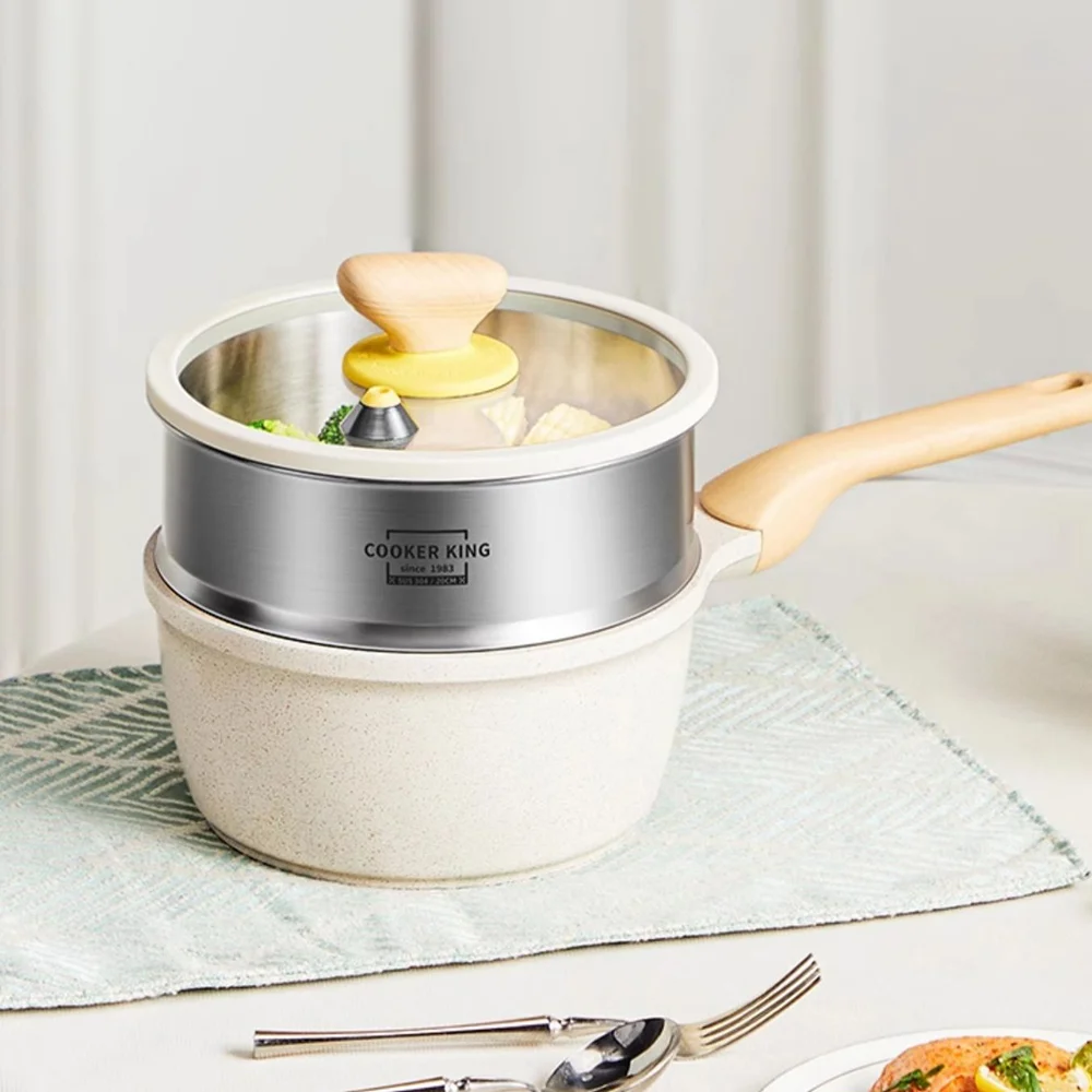 

COOKER KING Cookware Set Durable Non-stick Aluminum Glass Pot Milk Pot Sustainable Metal Cooking Easy to Clean