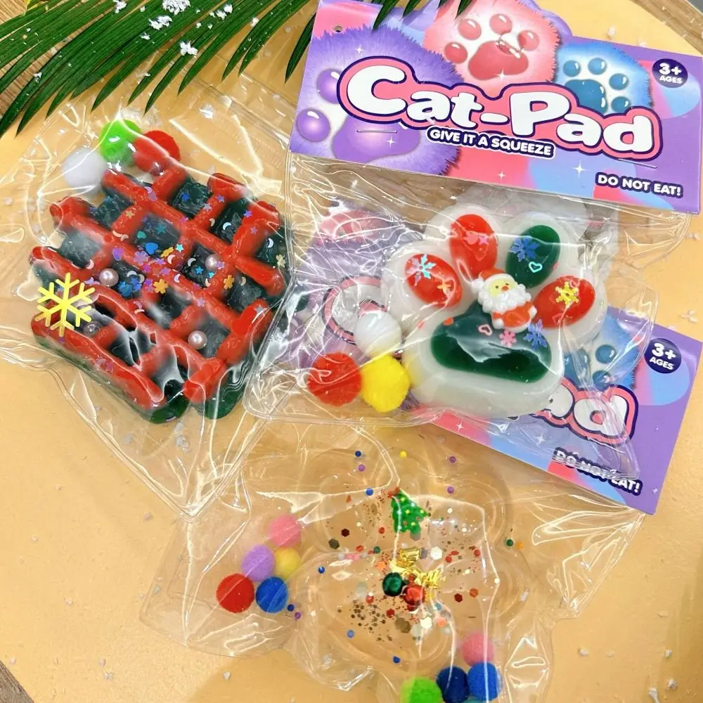 Amassar natal gato pata squeeze brinquedos silicone lento rebote dos desenhos animados gato garra brinquedo colorido artesanal gato pata pitada brinquedo crianças