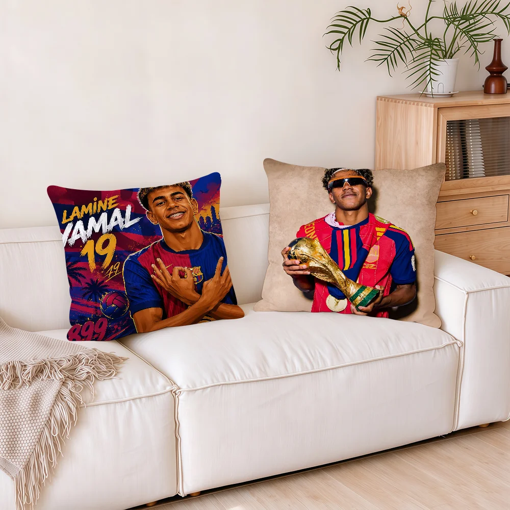 L-Lamine FootballStar y-Yamal 27 cushion cover Pillowcases Square Office Bedroom Headboard Sofa Living Room Backrest Cushions