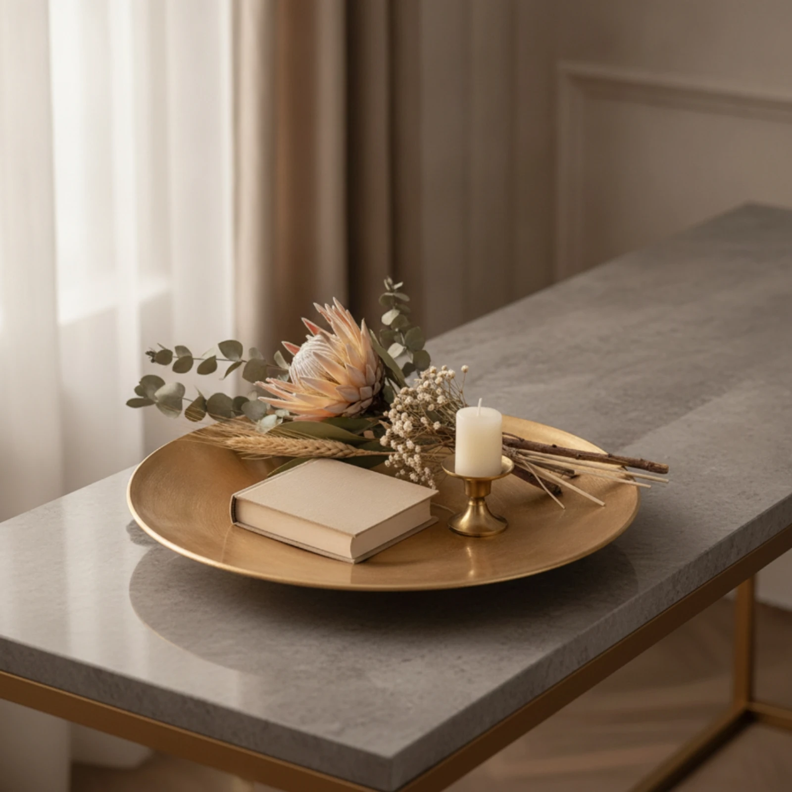 Metal Tray Antique Gold Aluminum Tray Platter Decorative Modern Rustic for Tabletop, Console Table