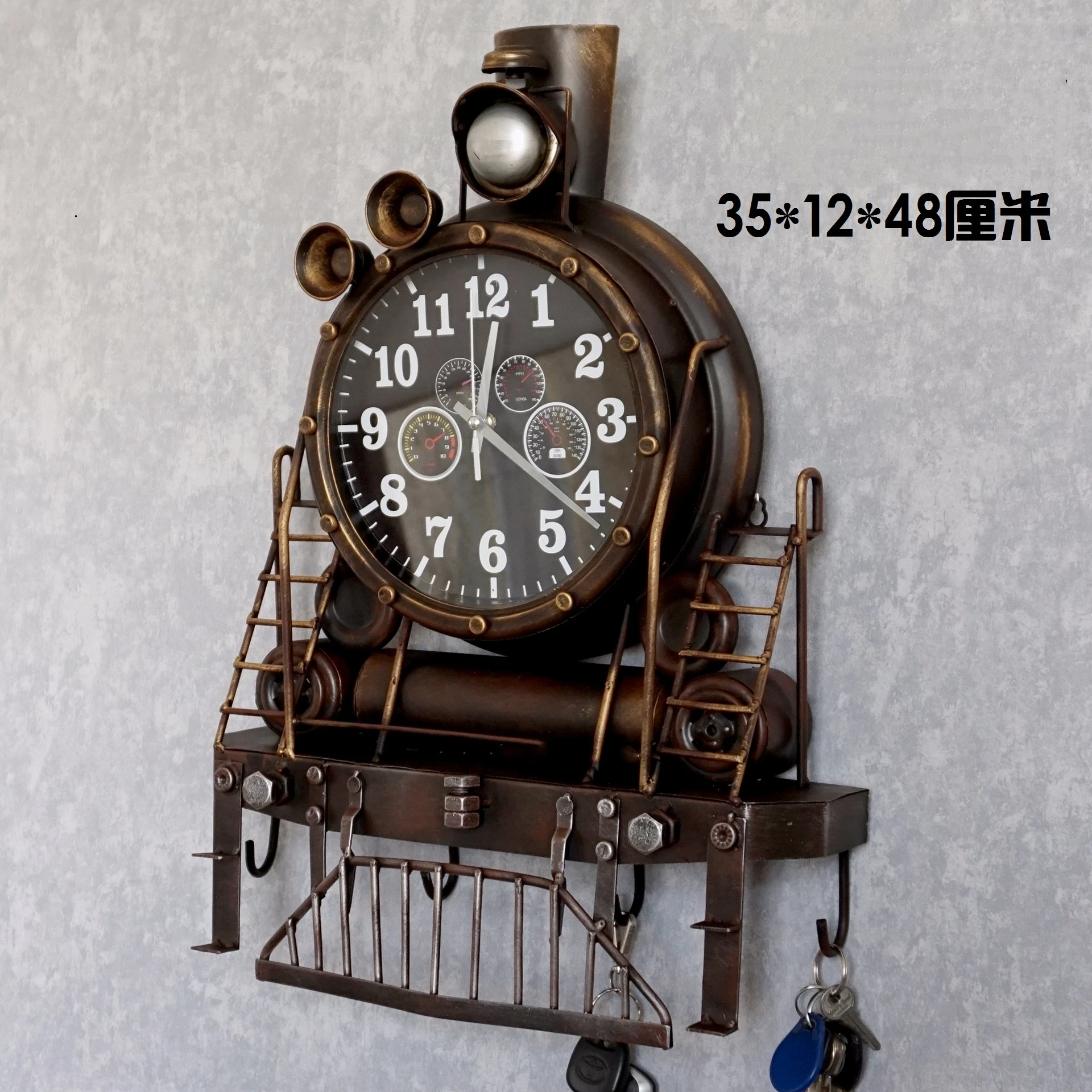 American vintage iron wall decorations clock hanging clock creative industrial style store restaurant hanging decorations