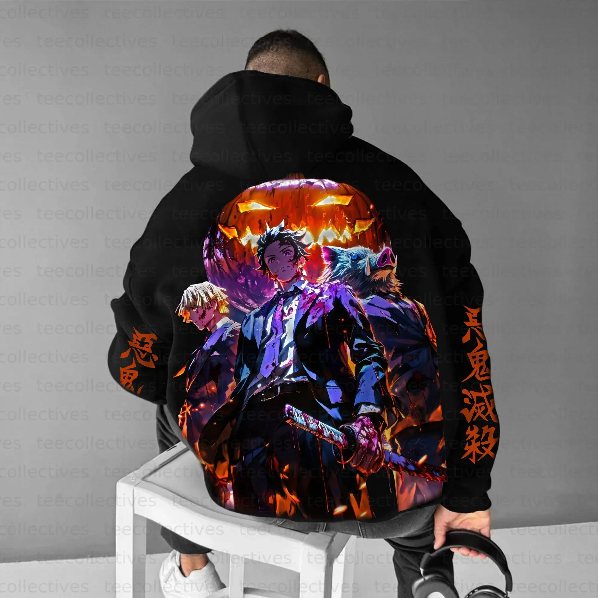 

Demon Slayer Parent-child Clothing Autumn and Winter Japanese Hotblooded Animation Classic Character Hoodie Men's and Women's