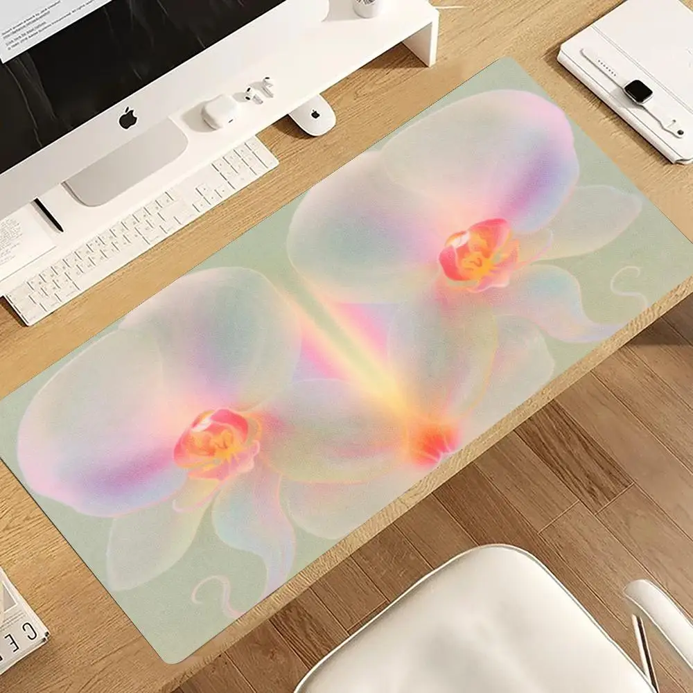 Symmetric Orchid Mousepad Pc Gaming Mouse Pads Desk Accessories Laptop Desk Mats Office Decor Mouse Carpet Big Mousepepad Rug