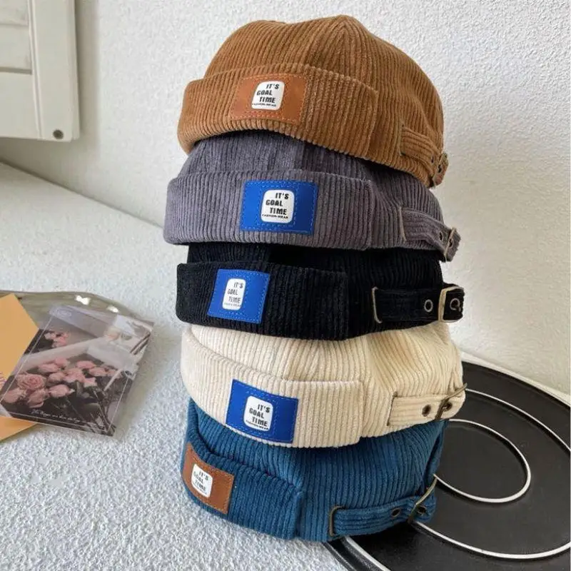 

Corduroy Brimless Cap For Men Women Solid Color Retro Beanie Dome Hats Adjustable Landlord Docker Cap Streetwear Hip Hop Hats