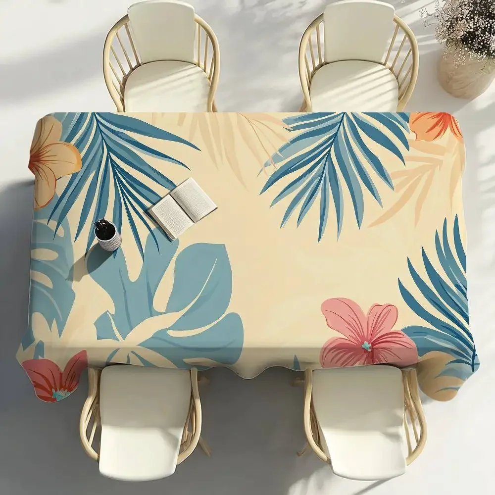 

Скатерть Aloha с цветочным узором, декор для вечеринки, столовая, домашняя кухня, водонепроницаемая, устойчивая к пятнам скатерть для патио