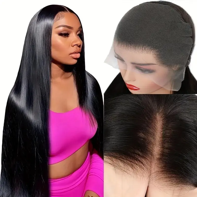 Rosabeauty 100% Human Hair Wigs Nature Color 13x6 Straight Lace Front Wigs 250 Density Frontal Glueless For Women 30 40 Inch