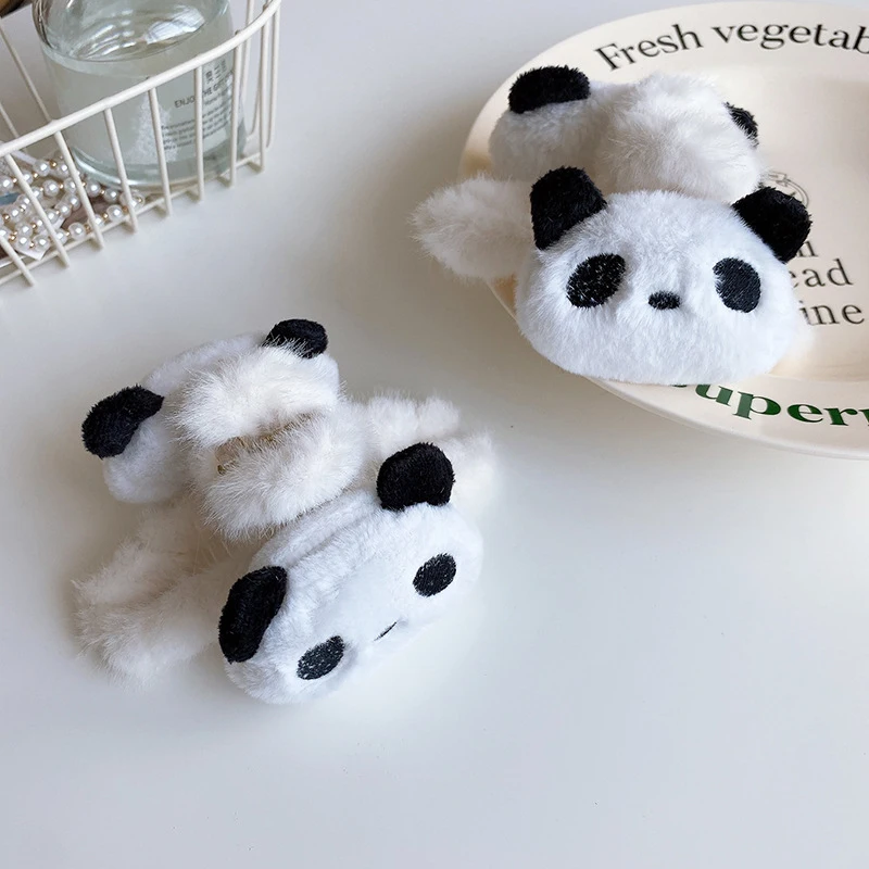 Bambola peluche Panda capelli artiglio acrilico stile coreano animale squalo Clip supporto coda di cavallo geometrica inverno croce fermaglio per capelli