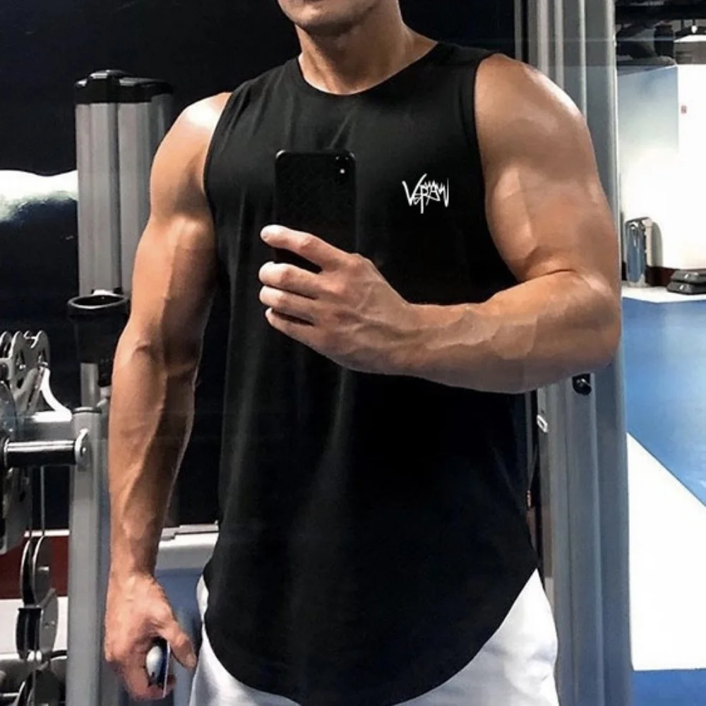 Summer Men's Gym Tank Top Fitness Training Clothing Quick-drying Loose Bodybuilding Sleeveless Shirt Men Fashion Basketball Vest