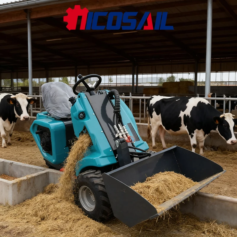 Горячий продавать Nicosail дизельный мини-нагрузчик на руле, механическое оборудование, рулевой погрузчик с ведром