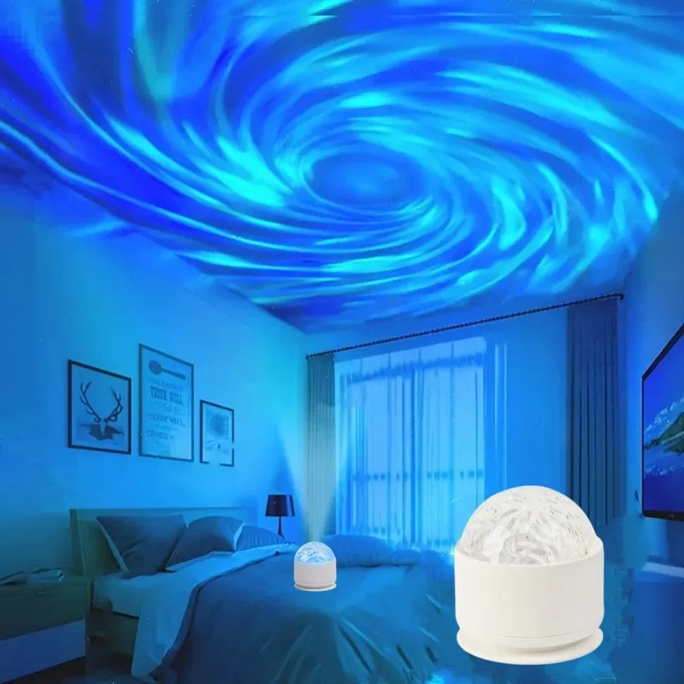 LED Projector Night Light Starry sky Aurora Water Ripple Projector USB Rotated Nightlight Bedroom Living Room Decor Holiday Gift