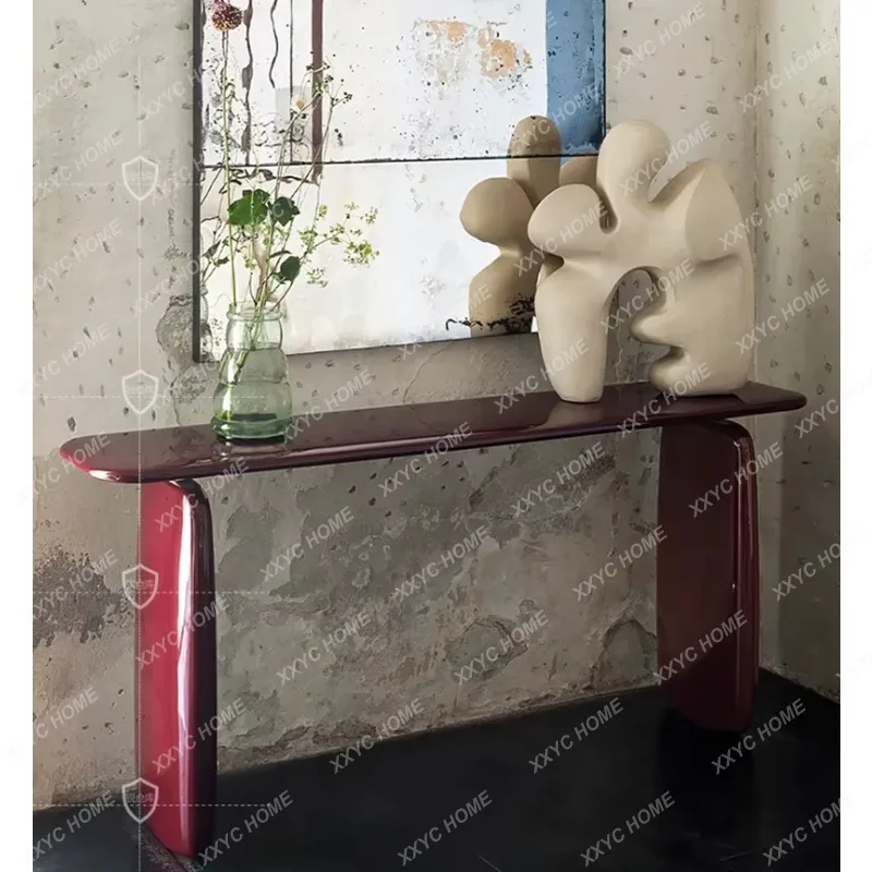 XX Entrance Table Case Modern Simple Style Burgundy Entrance Cabinet Decorative Storage Table End View Table