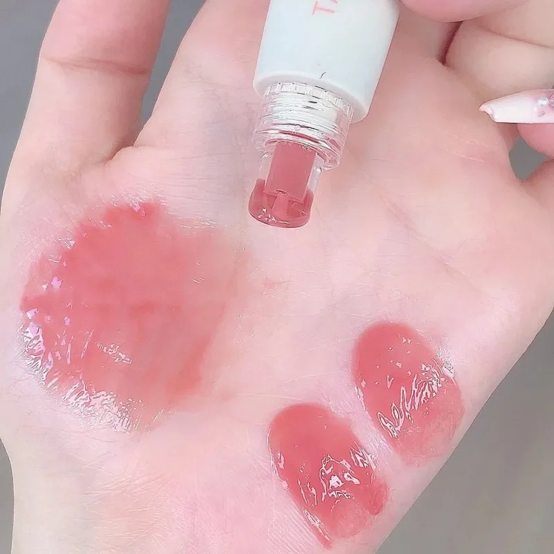 Brillo de labios, lápiz labial, esencia de gelatina de labios rosa tierna, lápiz labial hidratante, brillo de labios, espejo, maquillaje para estudiantes, cosméticos coreanos, brillo de labios