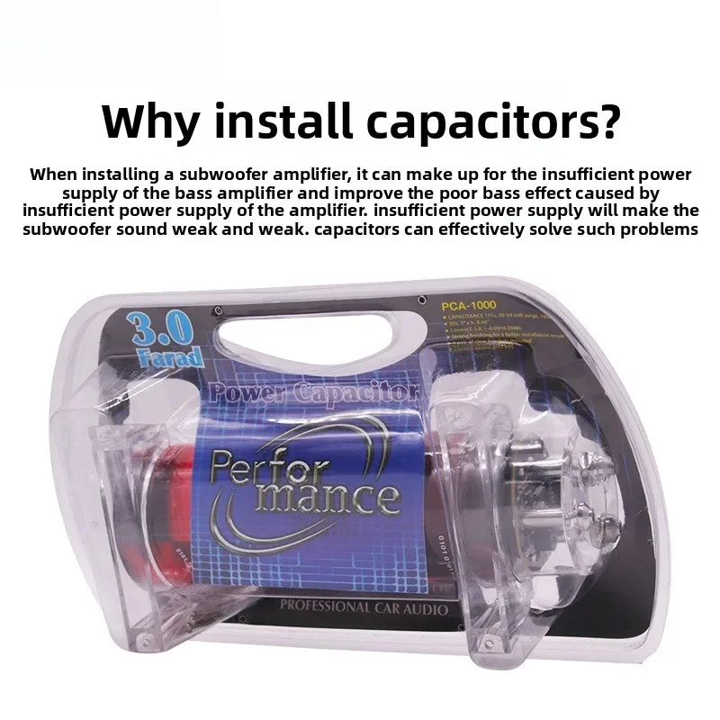 Able 12V Car Audio Modification Supplement Power Amplifier Current Stable Voltage 2.0 Farad Capacitor