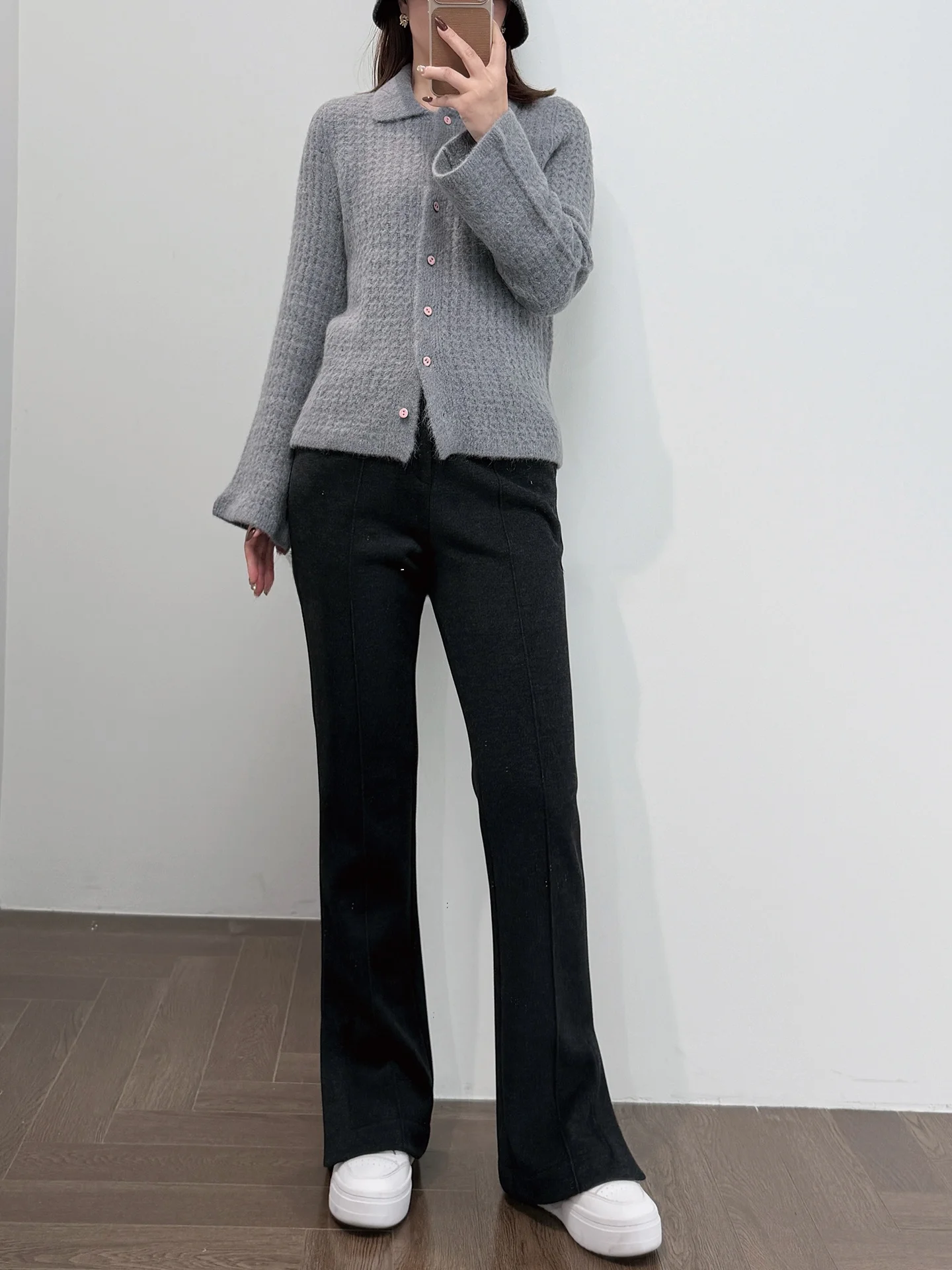 

Star Velvet Bell Bot Pants High Elastici Fce Lined Side Slit Casual Loose Fit Ladies Jeans Cotton Blend Stretchy