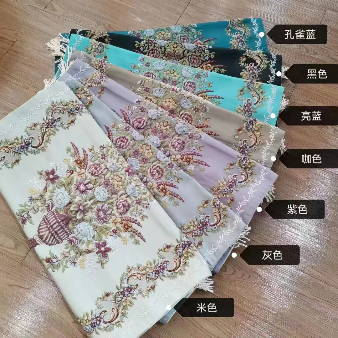 Vintage 3D Embroidered Vase Prayer Mat, Wear-resistant & Colorfast, Dual-use for Indoor and Outdoor, Portable Storage Floor Mat