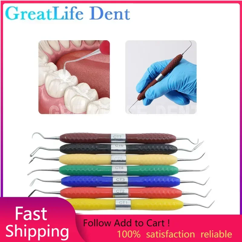 

7PC Dental Resin Filled Repair Equipment Filler Aesthetic Restoration Kit Can Autoclavable Silicone Handle For Resin Knife