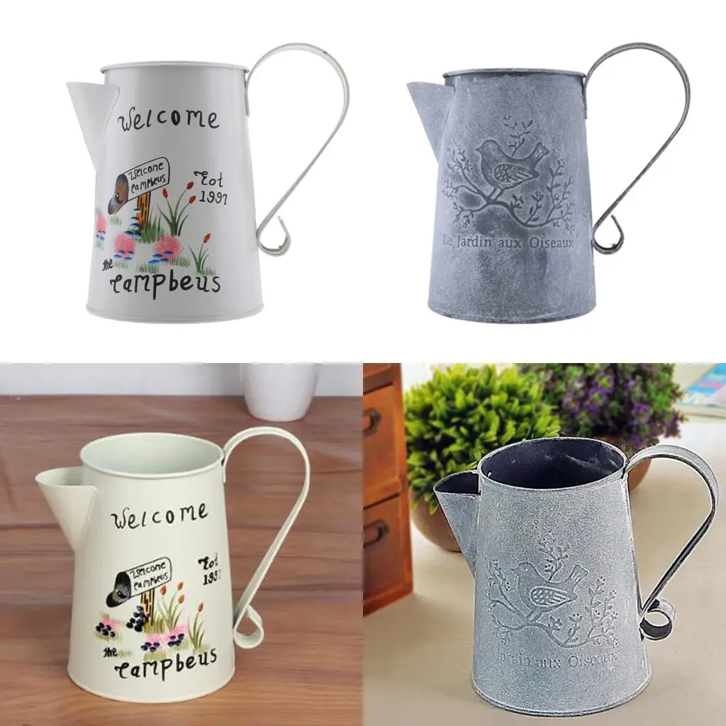 Retro Metal Watering Can Vintage Ornaments Metal Craft Vase Flower Pots for bedroom living room bar Home Decor Garden Supplies