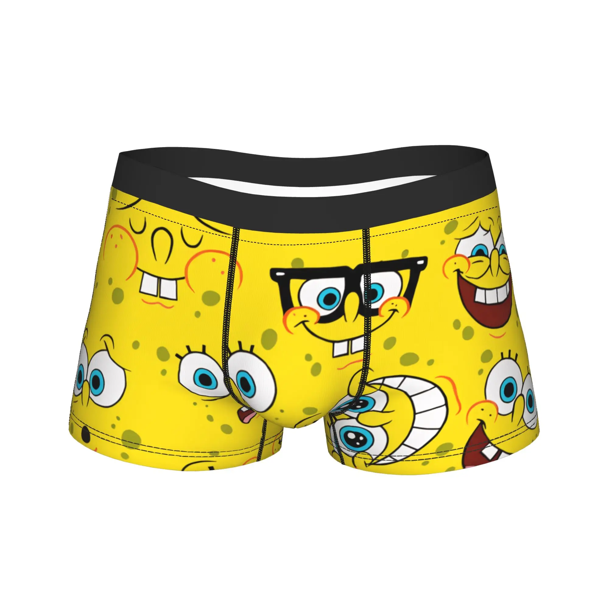 Spongebobed Cartoon  Underwear  Males Panties Custom DIY Novelty Boxershorts Quality Boxer Brief Big Size 2XL