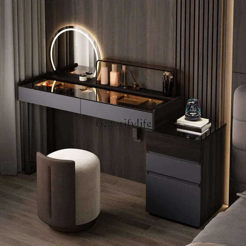 

2Italian minimalist dresser modern simple solid wood small apartment makeup table retractable