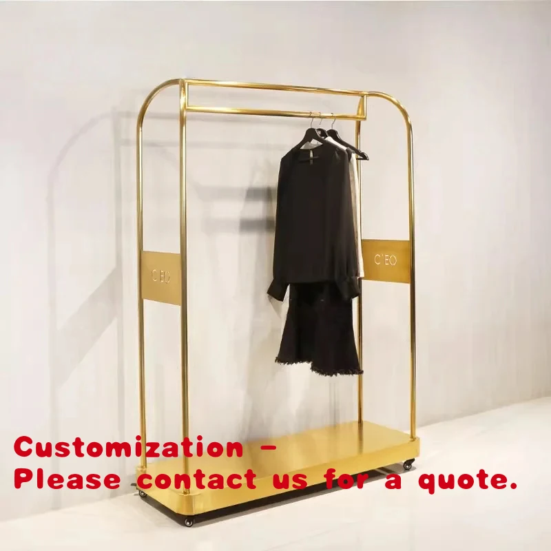 custom.Durable Luxury Stainless Steel Matte Gold Wedding Dress Store Display Rack Clothing Rack Boutique Display