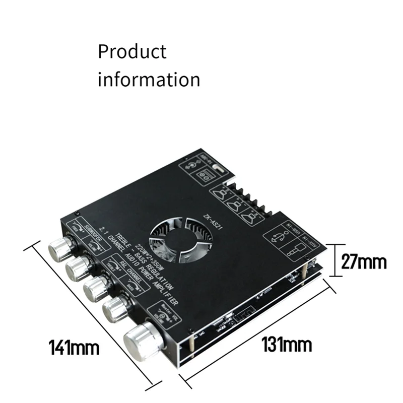 New-2X ZK-AS21 2.1 Channel TPA3255 Bluetooth Digital Power Amplifier Board Module High And Low Tone Subwoofer 220WX2+350W